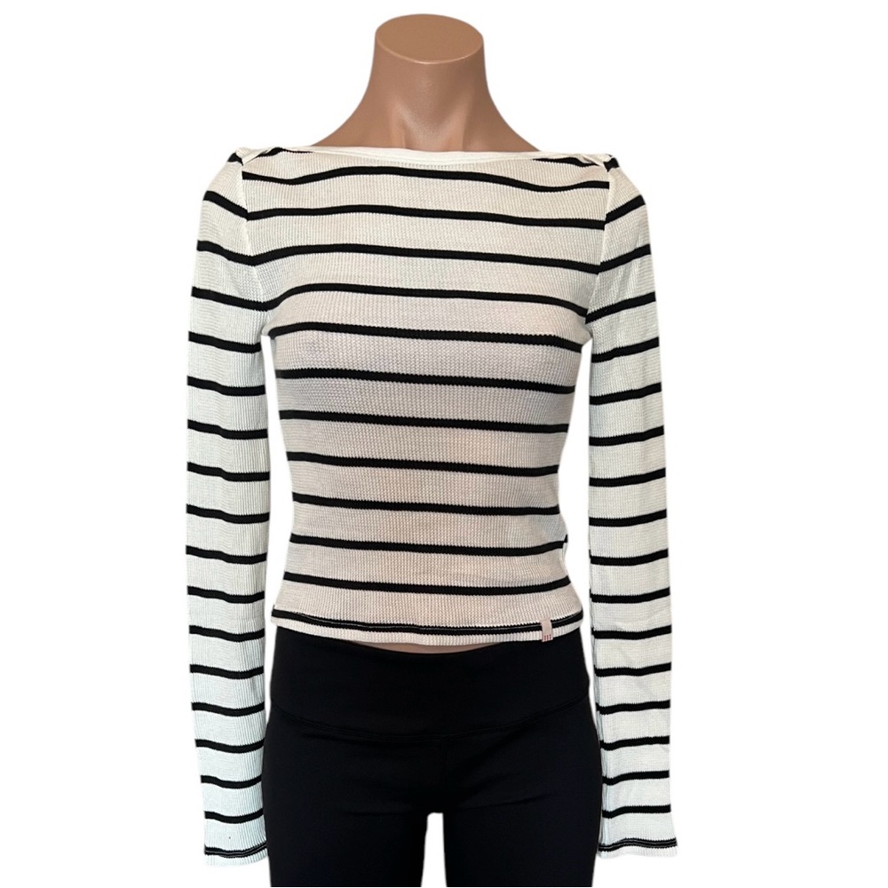 BDG Urban Outfitters Black and Off White Striped Women's Long Sleeve Top SP New